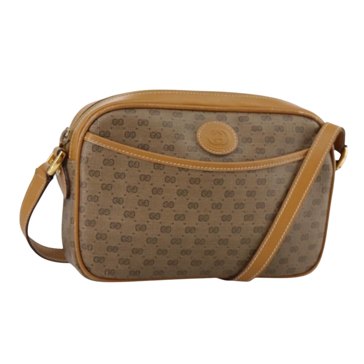 Gucci Micro Gg Supreme Shoulder Bag Pvc Beige Gold 007 904 0095 Auth Bs21045